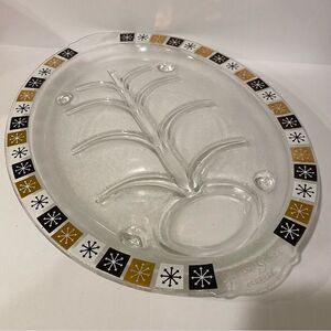Mid-Century MCM Inland Glass Atomic Starburst Meat Serving Platter